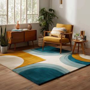 Modern Sculpted Wave Plush Area Rug Neutral Beige <b>Carpet</b> <b>for</b> Living Room Bedroom Dining Room Contemporary Scandinavian Teppich - Product Image 4