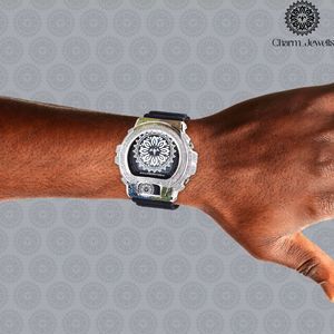 Montre de luxe pour homme Charm_Jewells en acier inoxydable, cadran analogique 40 mm, lunette sertie de diamants, verre cristal, mouvement mécanique, étanche 10 bars - Product Image 6