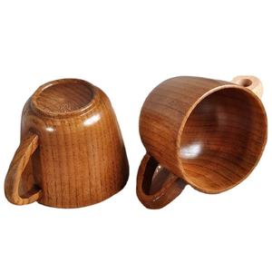 CARED Japanese Style Natural Wood <b>Tea</b> <b>Cup</b> & <b>Saucer</b> for Hot <b>and</b> Cold Drinks for Wine Coffee Water with Wooden Mug - Product Image 1