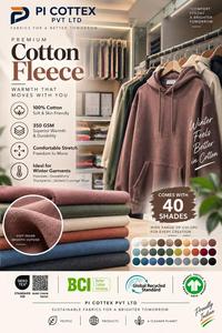 Tissu polaire 100% coton fabriqué en Inde, 350 GSM, doux, chaud, respirant et extensible, pour vêtements d'hiver, en vente - Product Image 2