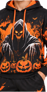 Conjunto Deportivo de Halloween para Hombre, Sudadera con Capucha Estampada de Felpa, Ropa Deportiva Informal, Conjunto para Correr, Pantalones Deportivos Transpirables para Invierno - Product Image 6