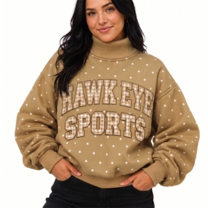 Custom Logo Women's Soft Cotton Mock Neck Streetwear Embroidered <b>Jumper</b> <b>Fleece</b> Oversized Pullover Women Mockneck Sweatshirt - Product Image 1