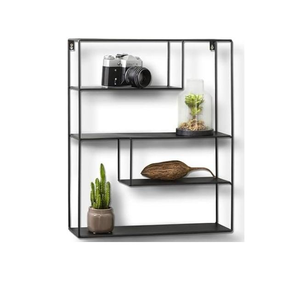 Estante flotante de metal para colgar en la pared, organizador de almacenamiento con ganchos para decoración del hogar. - Product Image 1