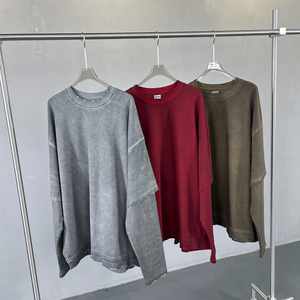 เสื้อยืดคอกลมแขนยาวสีดำ หนัก 300 GSM ผ้าฝ้ายสองชั้น ทรงโอเวอร์ไซส์ ยูนิเซ็กซ์ ไม่ยับ รับสกรีนลายตามสั่ง - Product Image 5