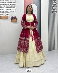 Vestido Anarkali Bandhani Noorjahan Elegante, Largo hasta el Suelo, Bordado, en Tela Simar, con Capas, para Bodas Indias/Pakistaníes, Fiestas y Diwali - Product Image 2