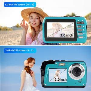 Caméra étanche 4K 56MP avec double écran 3.0'' et 2.0'', caméra de plongée sous-marine 10FT 3M, zoom 18X pour la plongée et le snorkeling - Product Image 5