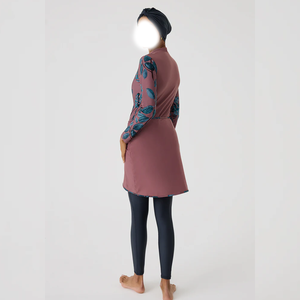 2026 Ensembles de burkinis islamiques modestes personnalisés pour femmes et filles, vente en gros, par sublimation, à coupe haute, avec fermetures éclair, éco-responsables, à fermeture frontale - Product Image 2