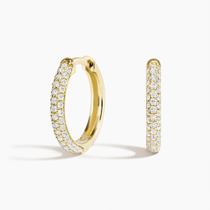 Pendientes de Aro de Oro Amarillo con Diamantes para Mujer, Corte Brillante Redondo, Color G, Lujosos para Uso Diario - Product Image 2