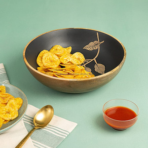 Bol de table à manger en bois d'acacia bol de service en bois coloré pour le camping à des fins décoratives - Product Image 1