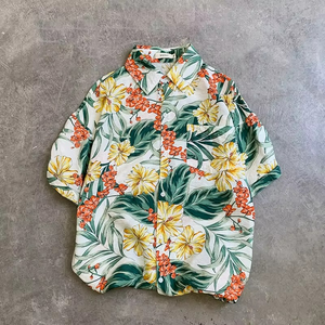 เสื้อฮาวายลายดอกพิมพ์ลายแบบซับลิเมชั่นสำหรับผู้ชาย ผ้าโพลีเอสเตอร์ 100% ระบายอากาศได้ดี ผ้าป๊อปลินถัก กระดุมเดี่ยว สไตล์ชายหาดเขตร้อน - Product Image 2