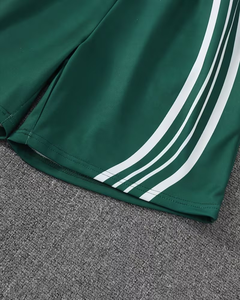 Men's Green Polyester Bermuda Shorts With White Side Stripes Mid Waist Elastic Waist Sporty Quick Dry Shorts - Product Image 3