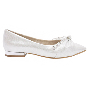 Ann'S Pointed Toe Bridal <b>Flats</b> Shimmer Rhinestone Bow <b>Wedding</b> Shoes Elegant Ladies Dress <b>Flat</b> Shoes - Product Image 2