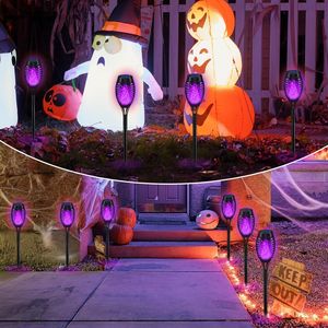 IkeeRuic Decorazioni di Halloween per Esterni, Torce Solari con Fiamma Sfarfallante Viola per Decorazioni da Giardino, Luci Solari di Halloween - Product Image 2