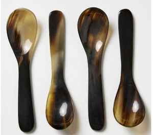Cuchara de Cuerno de Búfalo Natural Hecha a Mano, Ecológica, de Alto Brillo, Diseño Moderno, Cubertería de 6 y 8 Pulgadas para Cocina, Comedor y Restaurante - Product Image 1