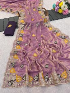 Indian Traditional Ethnic Fancy Designer Satin Silk Partywear Saree Sequins Work for Wedding Special Occasions Women Trendy - Product Image 2
