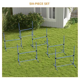 Set di 6 Pezzi Blu per Agility Canina, Barre Regolabili in Altezza con Borsa per il Trasporto, Barra Superiore Rimovibile per Addestramento Animali Domestici - Product Image 5