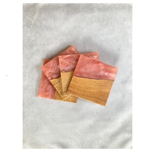 Handcrafted Wooden And Resin <b>Drink</b> <b>Coasters</b> With Storage Stand For Home Kitchen Office Guest Hosting And Stylish Table Use - Product Image 1