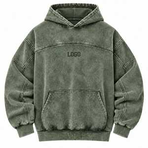 Unisex <b>Oversized</b> <b>Vintage</b> Washed Hoodie Pullover Solid Color <b>Sweatshirt</b> Kangaroo Pocket Winter Casual Breathable Eco-Friendly - Product Image 5