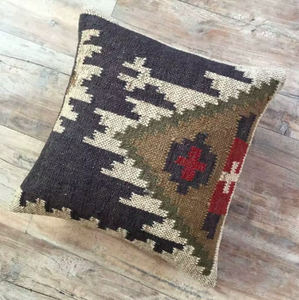 Housse de coussin de tapis carré moderne en laine de jute rouge tissé écologique pour la maison étuis de canapé et housses d'oreiller de literie - Product Image 3