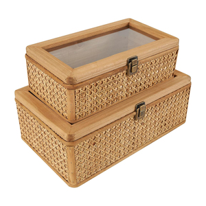 Handmade Natural Rattan Storage <b>Box</b> Low Design Woven Organizer <b>Box</b> Decorative Storage Case Display <b>Box</b> Ideal For Home Storage - Product Image 4