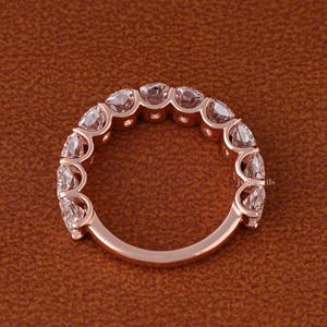 Anillo de Eternidad con Diamantes Cultivados en Laboratorio con Corte Cojín, Anillo de Boda de Oro Rosa de 14K, Anillo de Aniversario, Anillo de Diamantes Apilable para Mujer - Product Image 5