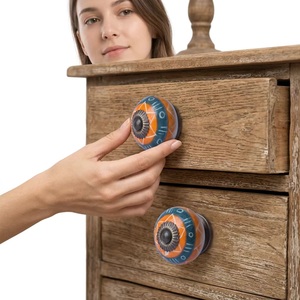 <b>Ceramic</b> Cabinet <b>Knobs</b> Round Modern Orange White Blue Design Kitchen Bathroom Drawer Wardrobe Use Durable Handle - Product Image 4