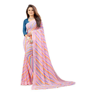 TENDANCE GEORGETTE IMPRIMÉE SAREE AVEC BLOUSE INCOSÉE ROSE - Product Image 1