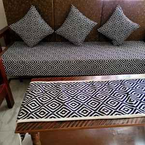 Funda de sofá tejida a mano con diseño jacquard para sofá de 3 plazas con juego de 3 fundas de cojín, juego de fundas de sofá tejidas a mano. - Product Image 4