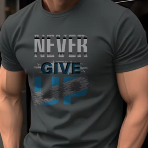 Camiseta Gráfica de Algodón Personalizada de Alta Calidad para Hombre, con Estampado de "Never Give Up", Estilo Urbano, Manga Corta, Corte Ajustado, Informal, para Verano - Product Image 1