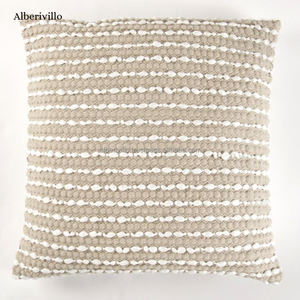 Housses de coussin bohème indiennes en laine pour coussins de sol à motif de franges marocains 100% taie d'oreiller en coton - Product Image 5