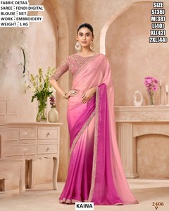 Kaina pour Saree Imprimé Numérique avec Broderie pour Femme, Coupe Classique, Longueur au Sol, Style Élégant, Anti-humidité, Infroissable - Product Image 4