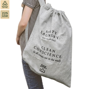 Bolsa de Almacenamiento con Cordón de Algodón Reciclado de 225 GSM, 50x58 cm, Plana, con Logotipo Personalizado, Venta al Por Mayor, OEM, Marca Privada, Modelo SS545-R - Product Image 3