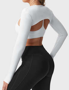 Top de punto elástico casual para mujer, de manga larga, hombros descubiertos, ajustado, para capas, de poliéster y elastano, al por mayor - Product Image 5