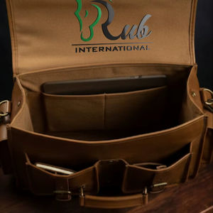 Sacoche pour ordinateur portable en cuir véritable de haute qualité, style vintage, faite à la main, imperméable, pour hommes, souple, pour usage professionnel et de bureau - Product Image 3