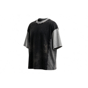 T-shirt Homme Oversize en Coton Lourd 220g à Manches Raglan – Noir, Gris Anthracite, Color Block, Délavé à l'Acide, Style Streetwear - Product Image 3