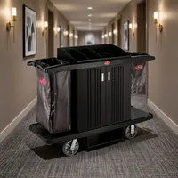 Chariot de ménage robuste en ABS pour hôtels, centres de villégiature, hôpitaux et services hôteliers, avec rangement
