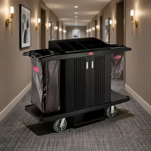 Chariot de ménage robuste en ABS pour hôtels, centres de villégiature, hôpitaux et services hôteliers, avec rangement - Product Image 5
