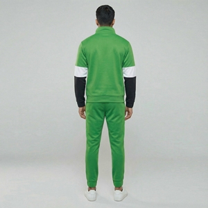 Ensemble de survêtement demi-zip pour homme grande taille, vert et noir, deux pièces, coupe régulière, hiver, 100 % coton respirant, pour l'entraînement - Product Image 4