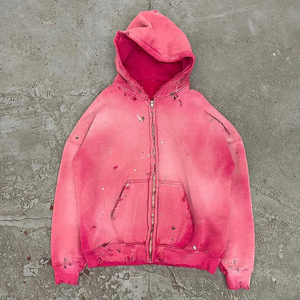 Vintage Enzyme Washed Hoodie Oversized Heavyweight Cotton Fleece Acid Wash Distressed Streetwear OEM Custom Printing Hoodie - Product Image 6