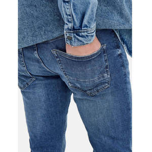 HAMIO SPORTS Jean en denim délavé coupe droite taille basse pour homme, en coton bleu, idéal pour l'automne - Product Image 6