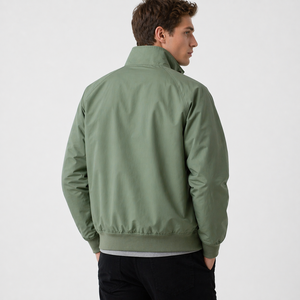 OEM Custom Plain Nylon Windbreaker <b>jacket</b> <b>Men</b>’s Stand Collar Zip Up Bomber <b>Jacket</b> <b>Lightweight</b> Ribbed Hem Casual Outerwear Supply - Product Image 5