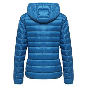 Chaqueta acolchada azul con capucha para mujer, manga larga, para invierno, relleno de poliéster, cierre de cremallera, a precios razonables - Product Image 2