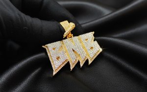 Custom <b>Initial</b> Letter 925 <b>Silver</b> VVS Moissanite Brilliant Cut Claw Setting Luxury Two Tone Name Pendant <b>Necklace</b> - Product Image 2