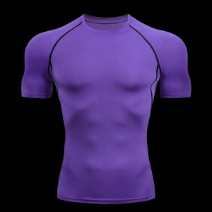 <b>Men</b> Rash Guard Solid Color Short Sleeved T <b>shirt</b> Compressed Quick Drying Breathable Training <b>Compression</b> Feel Rough Waves Guard - Product Image 6
