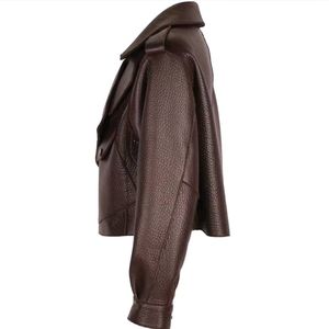 Veste courte Nour Hammour Hatti en cuir marron - Product Image 4