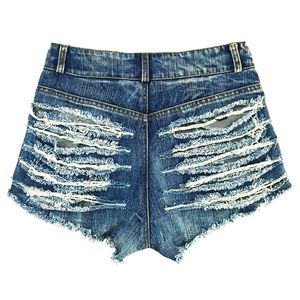 Nuevos shorts casuales de lana elásticos y transpirables de cintura media para mujer, estilo sexy, con efecto rasgado. - Product Image 5