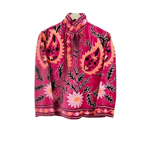 jacketSujani Ladies' Reversible Velvet Cotton <b>Jacket</b> Quilted Bomber Varsity Style Autumn Short <b>Mandarin</b> <b>Collar</b> - Product Image 4