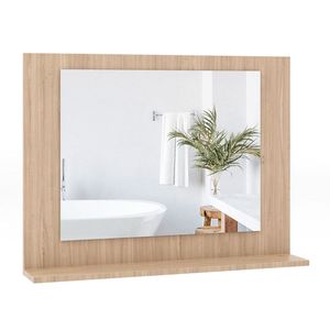 Specchio da Bagno Rettangolare 23,5 X 17,5 Pollici con Cornice in Legno e Mensola - Product Image 2