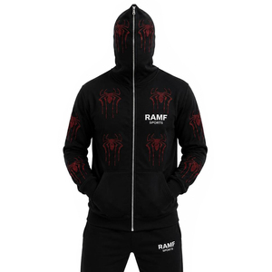 OEM Men's Halloween Spider Zipper Hoodie 100% Cotton Knitted Breathable Anti-Shrink Front Logo Printed Large Scale Winter - Product Image 3