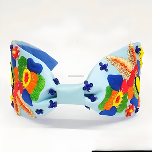 Bandeau/Élastique à Cheveux Unisexe Léger et Ajustable en Tissu Brodé Floral Perlé Fait Main Écologique Style Desi Swag Coloré - Product Image 6